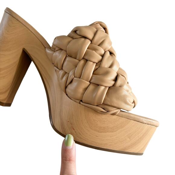 Jessica Simpson Supira Nude Platform Sandal Braided Faux Wood Mule Sandals 9.5 - Picture 3 of 8